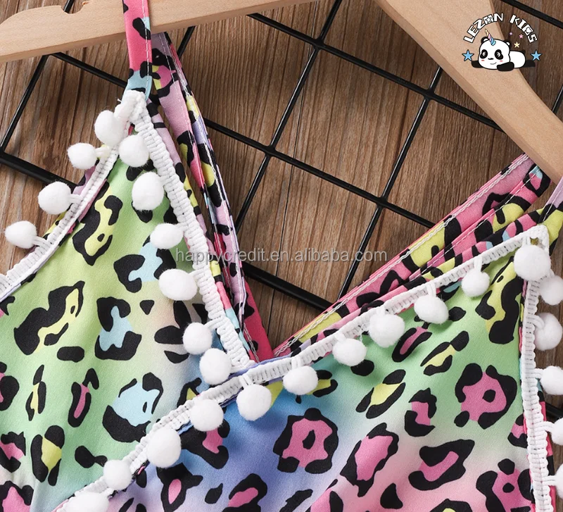 LEZONKIDS - Custom European American Children's Dress Summer Leopard Grain Cute Girl Sling Print Dress
